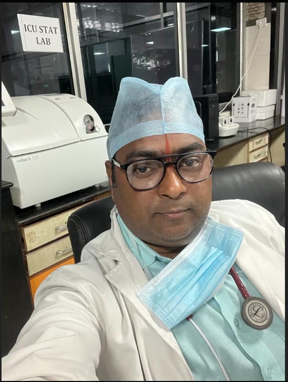 Dr. Maneesh Srivastava on duty at the ICU stat lab